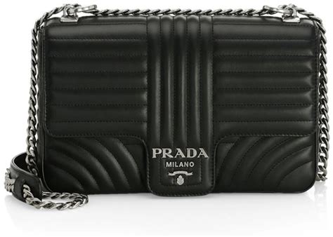 prada black silver signature shoulder bag|prada diagramme leather shoulder bag.